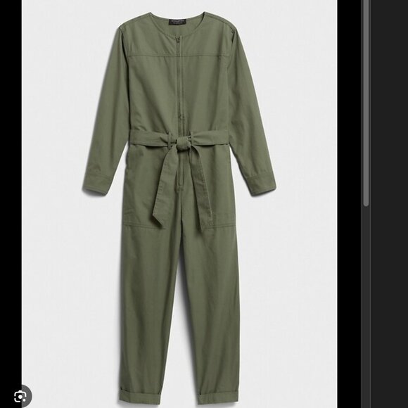 Banana Republic Women's Made with Organically Grown Cotton LS Jumpsuit Green 0 - Picture 1 of 6